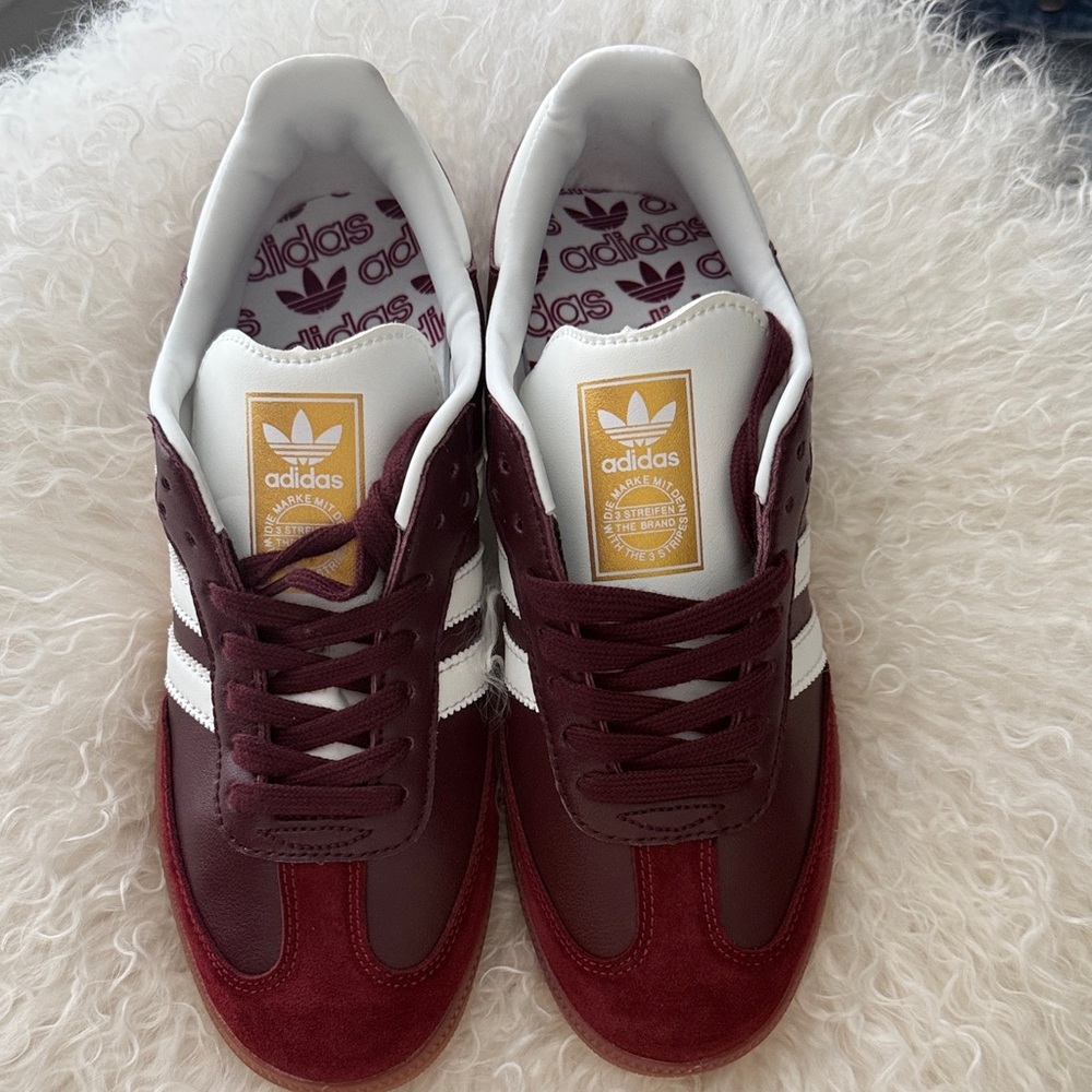 Adidas Burgundy and White Sneakers NEW OUT OF BOX NEVER WORN